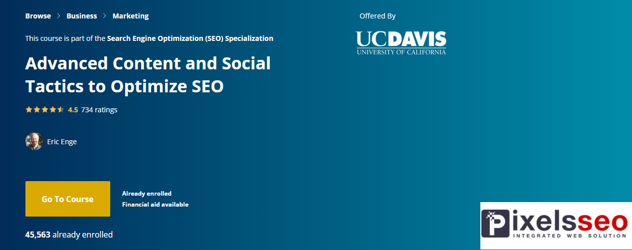 الكورس السيو الرابع في هذا التخصص بعنوان؛ المحتوى المتقدم والتكتيكات الاجتماعية لتحسين SEO