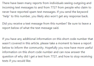 7727 short code