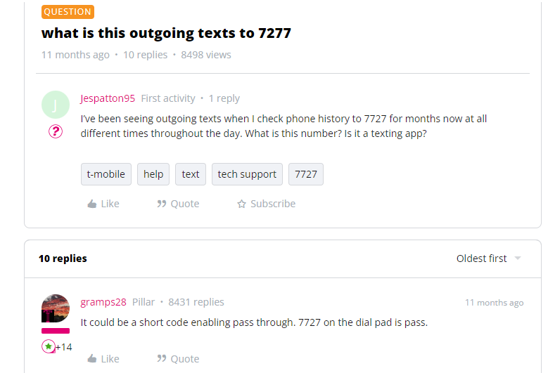 7727 short code text message
