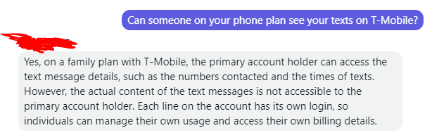 can the primary account holder view text messages t-mobile