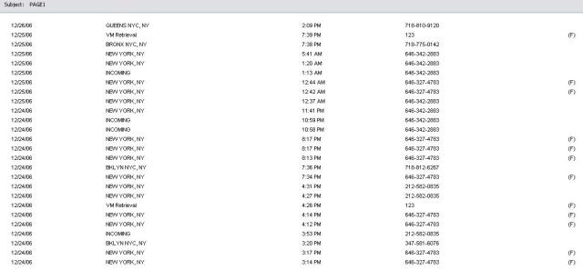 T-Mobile phone Call History