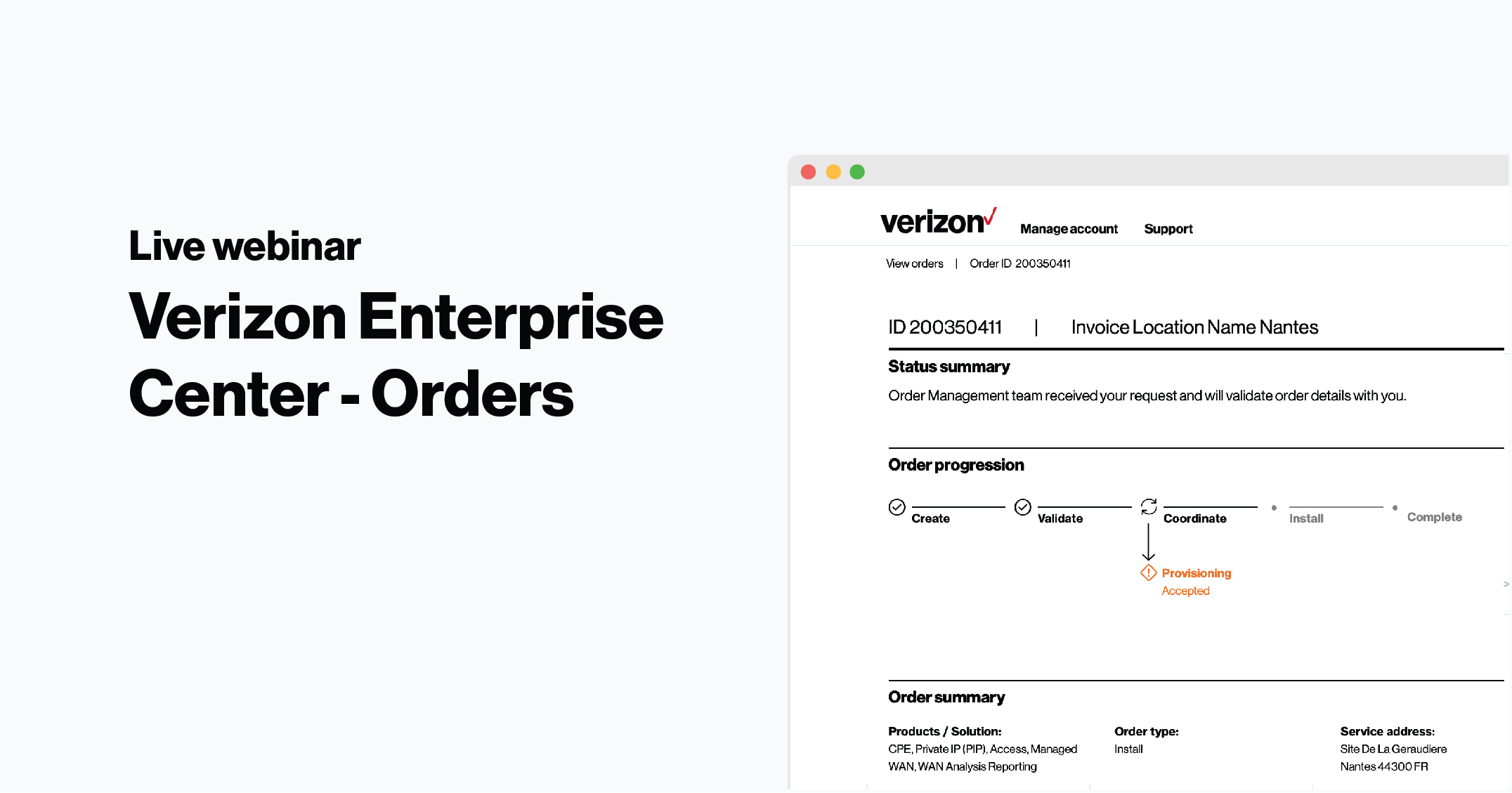 Verizon Business Order Status