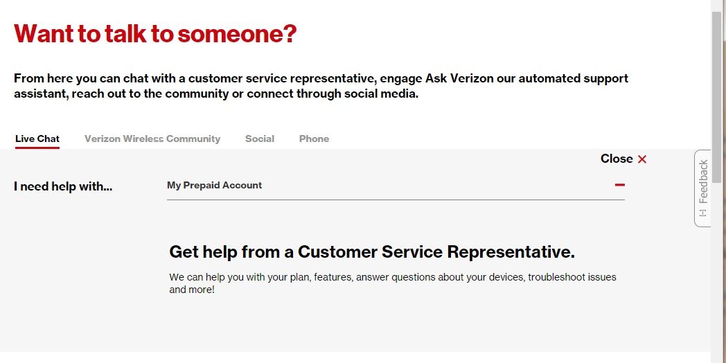 verizon prepaid customer service chat