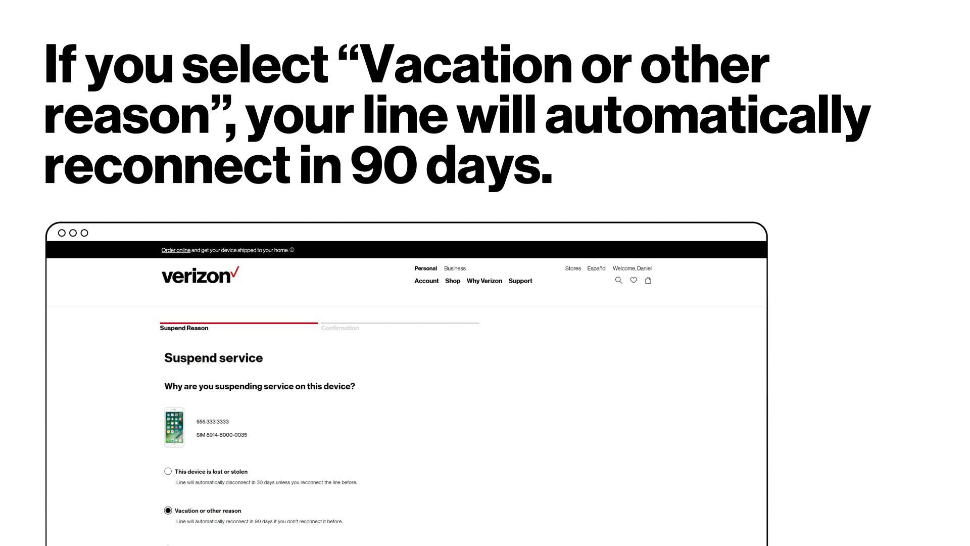 verizon suspend service