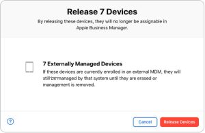 apple business manager release from organization