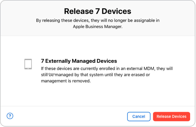 apple business manager release from organization