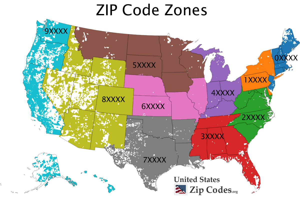 9 digit zip code map