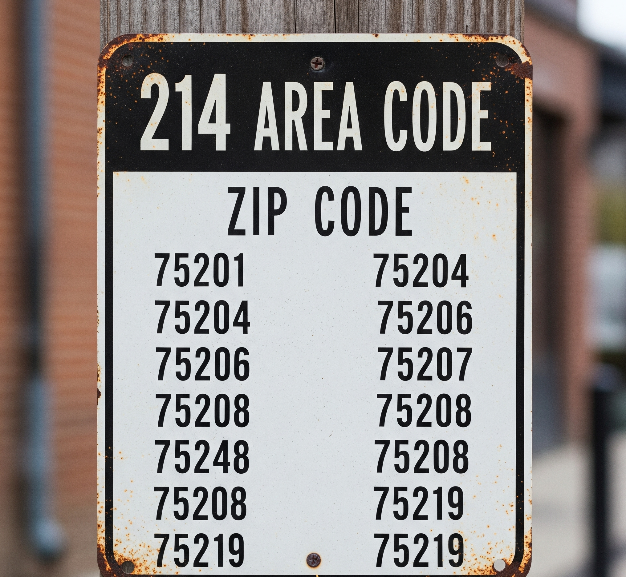 214 area code zip code