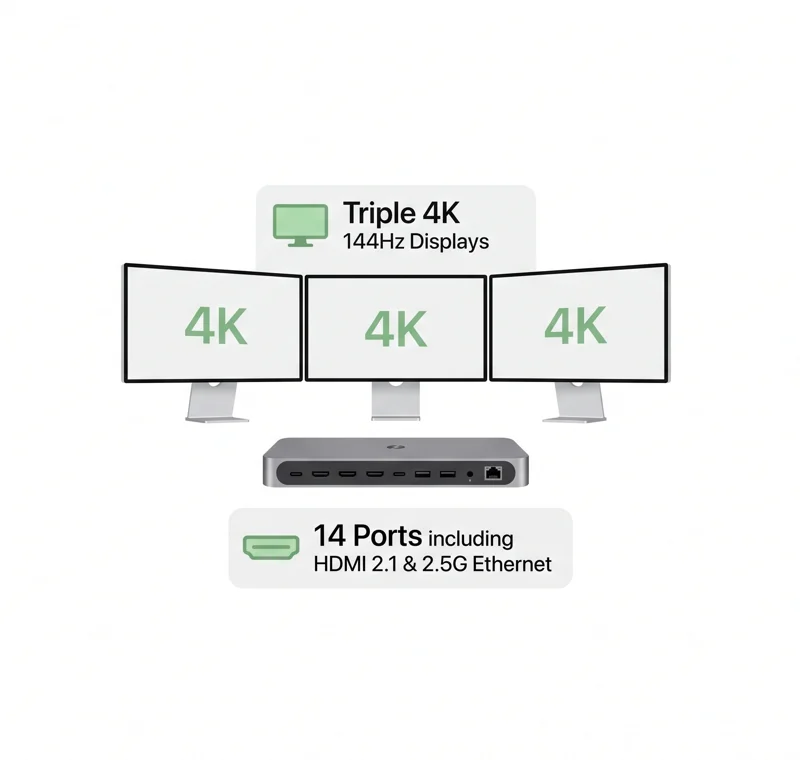 Upgrade Your Setup: Belkin's Monster 14-in-1 Thunderbolt 5 Dock Pushes 120Gbps & Triple 4K Displays! - تفاصيل إضافية