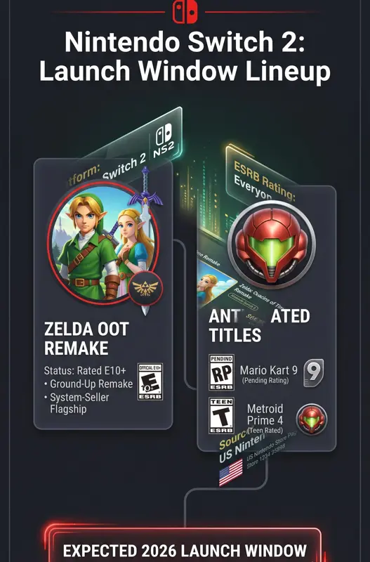 It's Happening! Zelda: Ocarina of Time Switch 2 Remake Gets Official ESRB Rating - تفاصيل إضافية