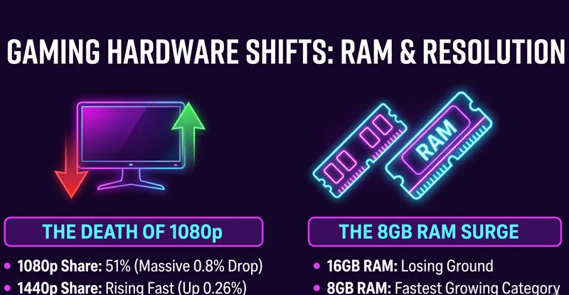 1080p Is Finally Dying & 8-Core CPUs Rule: Shocking July 2026 Steam Hardware Survey Reveals Major PC Shifts - تفاصيل إضافية