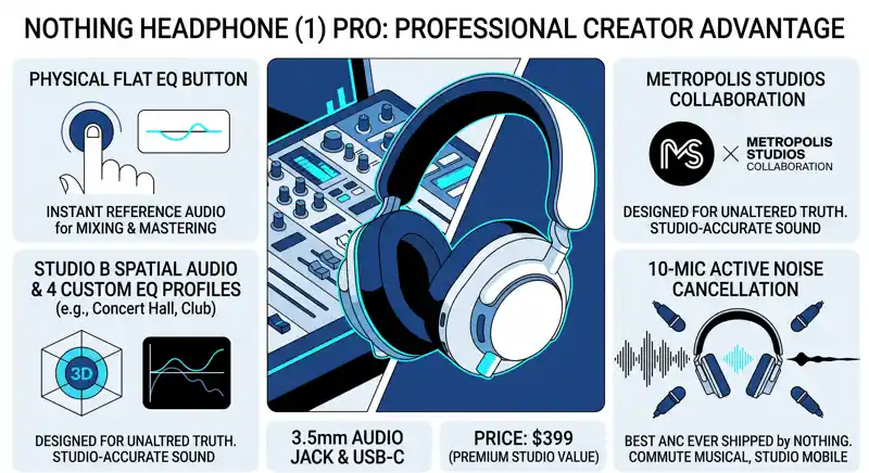 Nothing Headphone (1) Pro Revealed: Why These $399 Triple-Driver Cans Are Built for the Studio - تفاصيل إضافية