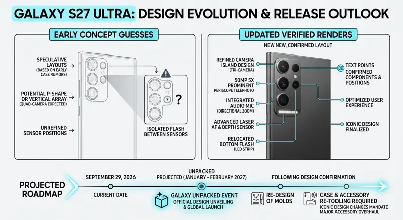 Leaked: New Galaxy S27 Ultra Renders Reveal a Radical Camera Redesign! - تفاصيل إضافية