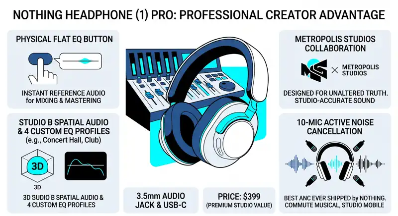 Nothing Headphone (1) Pro Revealed: Why These $399 Triple-Driver Cans Are Built for the Studio - تفاصيل إضافية